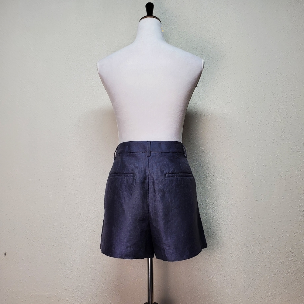 LOFT Metallic Gray Shorts Pleats Pockets Size 6 - Picture 5 of 8